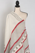 Sandhi: White & Black Contemporary Printed Mulmul Cotton Saree