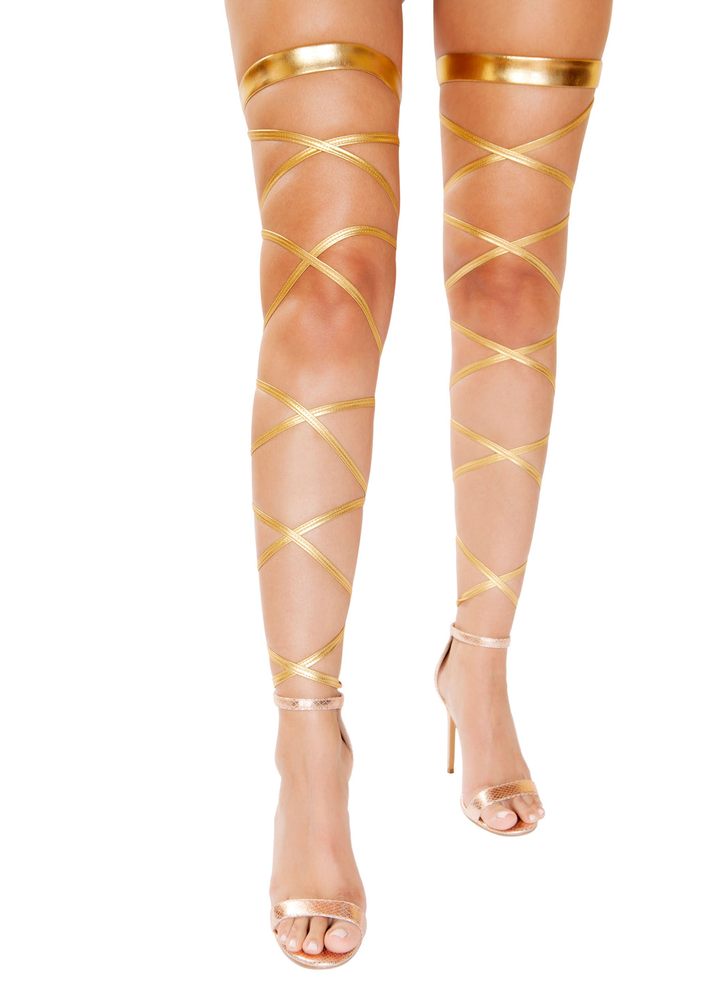 4929 - Pair of Metallic Leg Wraps - One Size / Gold