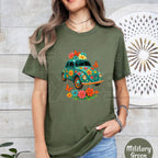 "Vintage Turquoise Floral" – Women's Breathable Casual Summer Top