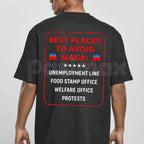 Best Places To Avoid MAGA T Shirt – Funny Liberal Political Satire Tee, Sarcastic Democrat Anti MAGA Unisex Classic Vintage Cotton Shirt