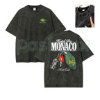 Hotel De Monaco Racing Poster T-Shirt – 90s Retro Grand Prix Graphic Tee, Vintage Washed Lightweight Cotton Motorsport Streetwear Top