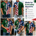 Split Half Mexico Green Tribal & US Stars Stripes Athletic V-Neck Shirt – Dual Heritage Soccer Jersey