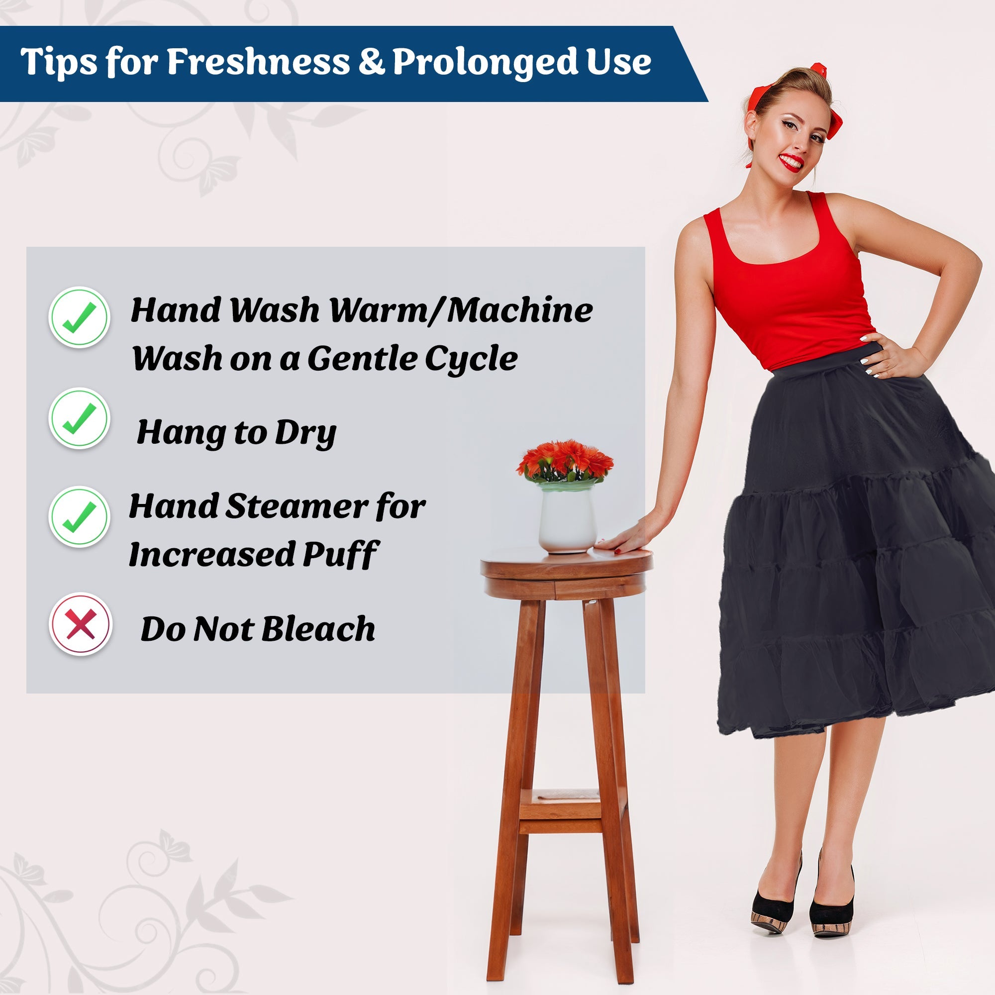 Malco Modes Tea-Length Black Petticoat Skirt â?? Vintage 50s Crinoline Underskirt for Dresses, Weddings & Halloween Costumes