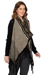 Women's Open Front Fringed Jacquard Weave Long Cardigan