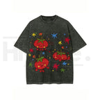 Cute Tomato Graphic Vintage Washed T-Shirt – Batik Cotton Oversized Unisex Tee