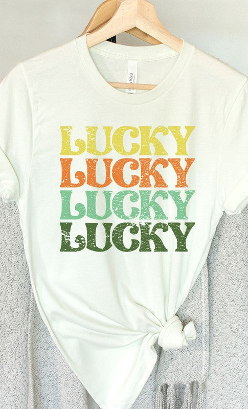 Lucky Retro Vintage St Patricks Day Graphic Tee