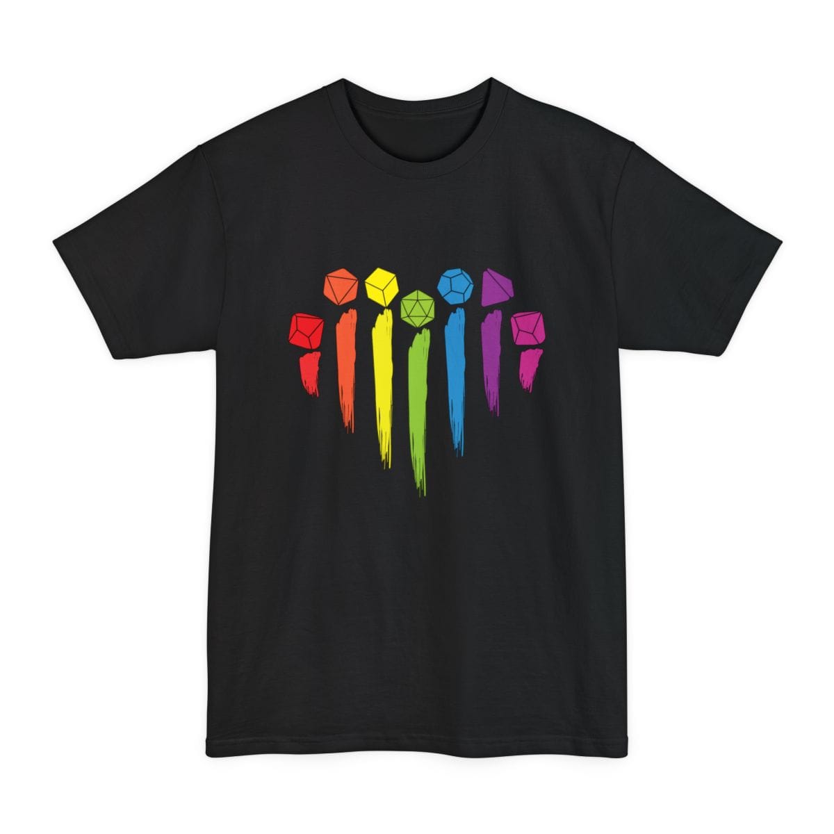 D&D Pride Tall T-Shirt with Dice Rainbow