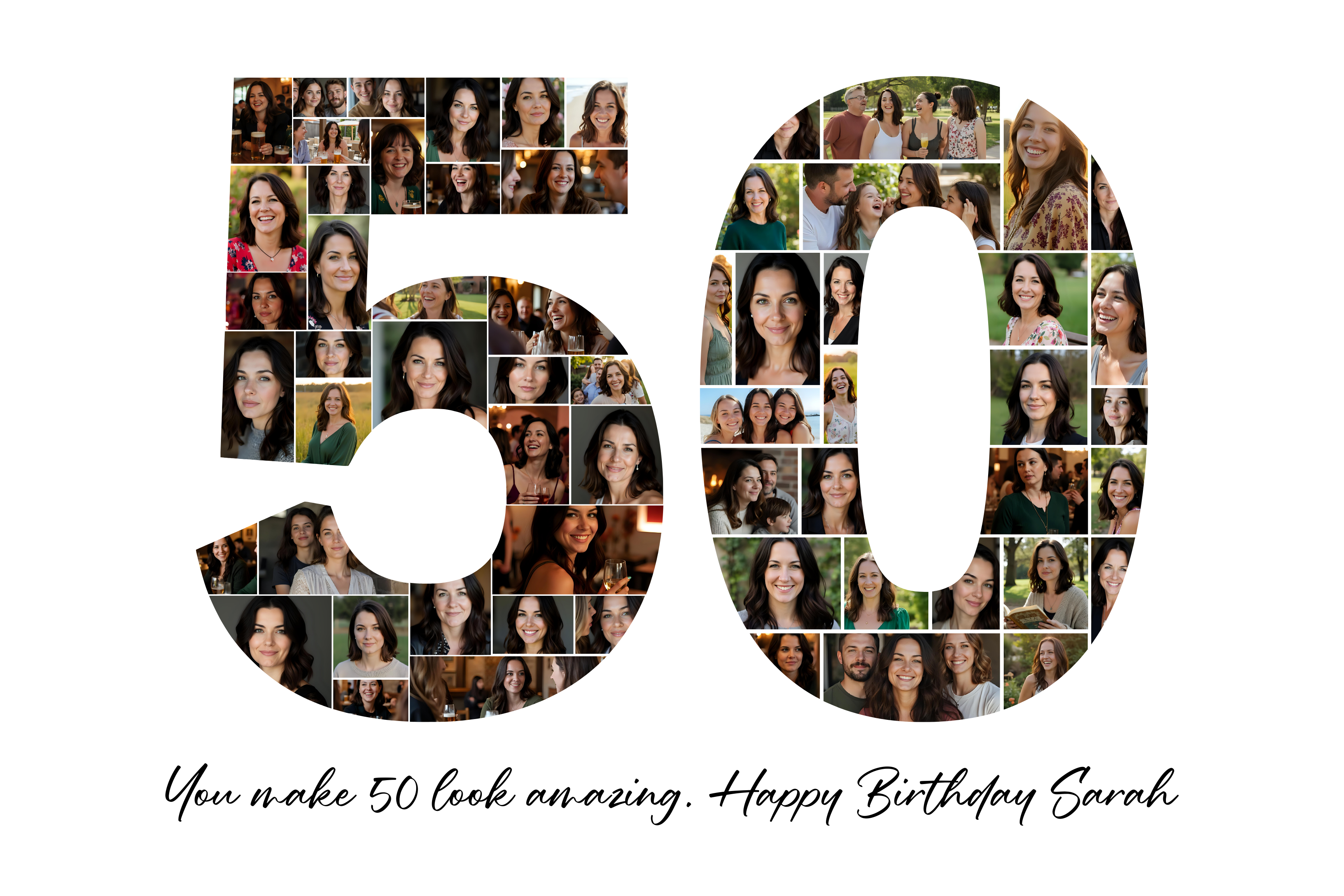 50th Birthday Photo Collage Canva Template – Digital Download