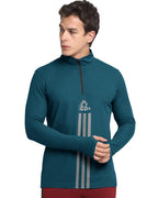 Eyebogler Men Polo Neck Graphic Printed Full Sleeve Regular Fir T-Shirt Ink Blue