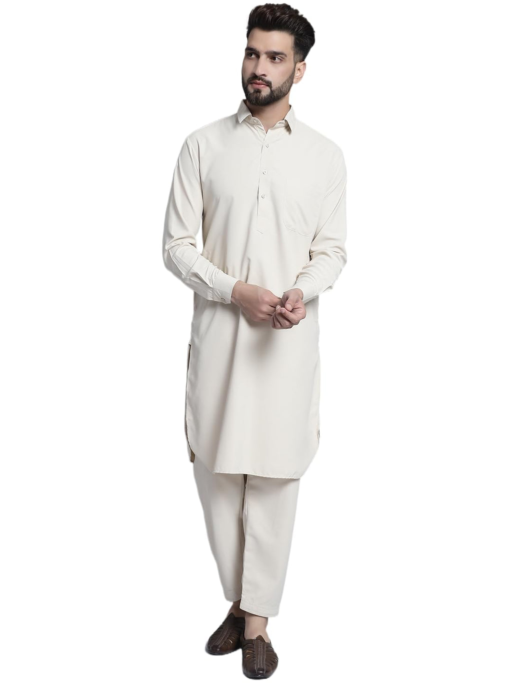 Jompers Mens Cotton Solid Pathani Kurta With Salwar