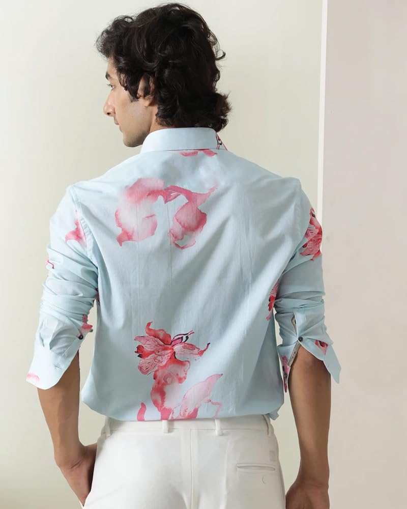 Noble Monk MenS Regular Fit Shirt | Floral Print Spread Collar Casual Shirt For Men