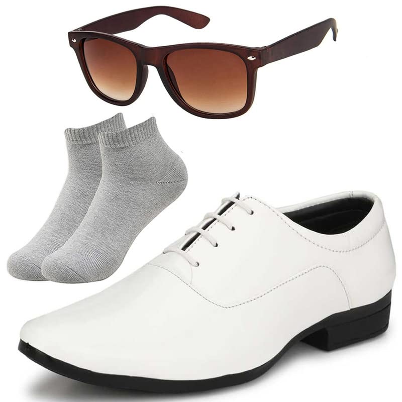 Vitoria Wonderfull Looks Menl Men White Lace Formal Shoes with Light Gray Socks & Brown Wyfer/10 10