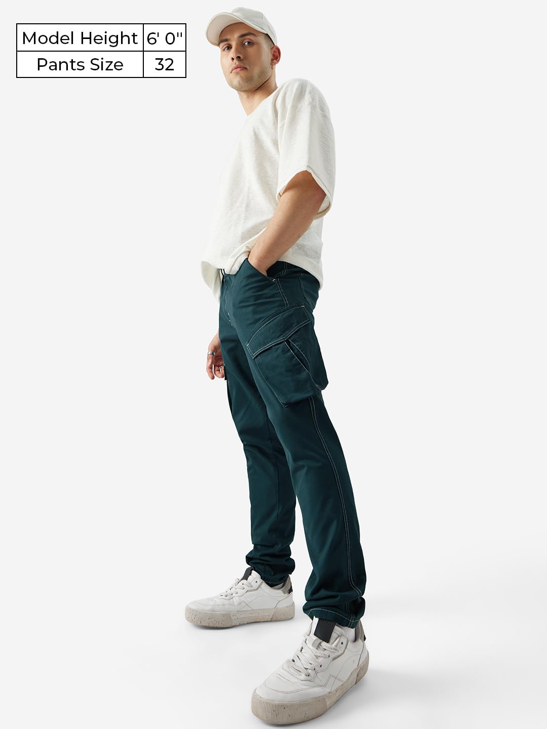 The Souled Store Solids: Indigo Blue Men and Boys Regular Fit Cotton Cargo Pants Mens Cargo Pants Trousers for Men Multi-Pocket