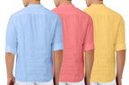 Finivo Fashion MenS Cotton Blend Regular Fit Solid Combo Kurta Shirt Pack Of 3