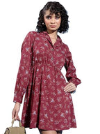 Ketch WomenS Polyester A-Line Mini Dress (Khj6000584_Maroon