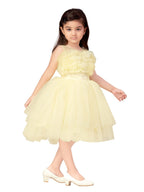 Aarika Girls Nylon Fit and Flare Knee-Length Dress (FK-1655_Lemon