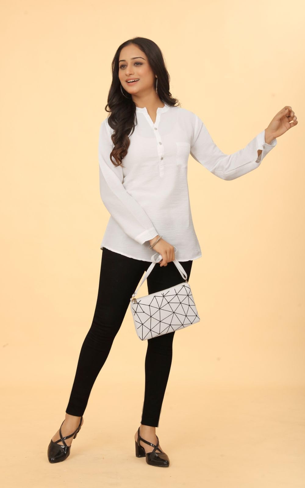 Kesudi Women Solid Tunic Top - Jeans Top - Fully Stitched Full Sleeve - Solid Color - Regular Fit - Office Wear Festival - Tunic