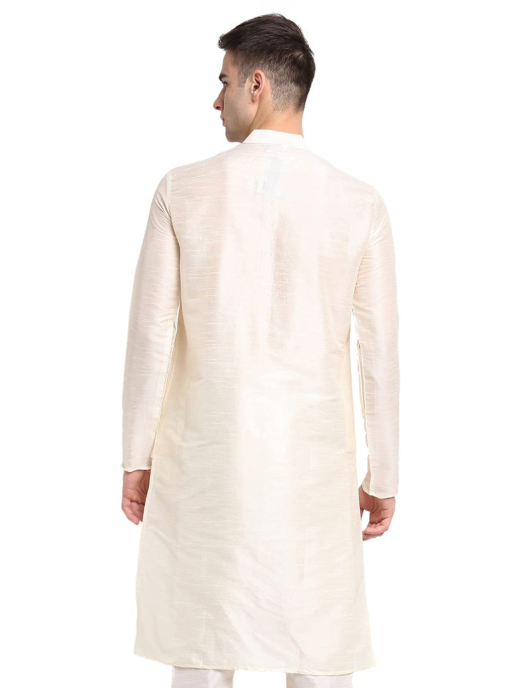 Jompers MenS Dupion Silk Solid Regular Kurta (Koko_636_White