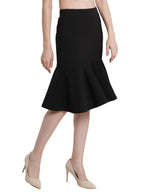 POPWINGS Casual Solid Black Peplum Style Skirt for Women || Semi-Formal Fit and Flare Skirt for Women || Latest Stylish Western