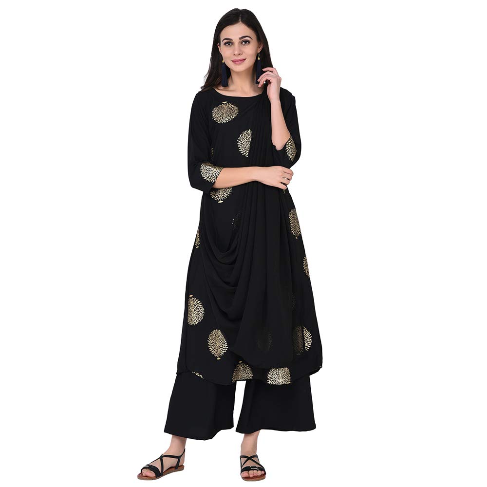 Ziyaa Women'S Crepe Floral Regular Kurta