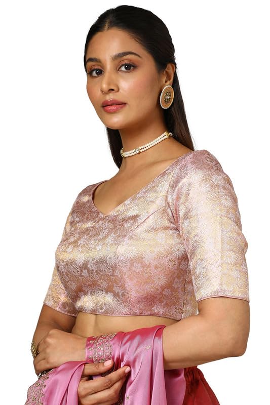 Soch Womens Onion Pink Tussar Zari Woven Padded Blouse