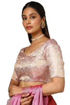 Soch Womens Onion Pink Tussar Zari Woven Padded Blouse