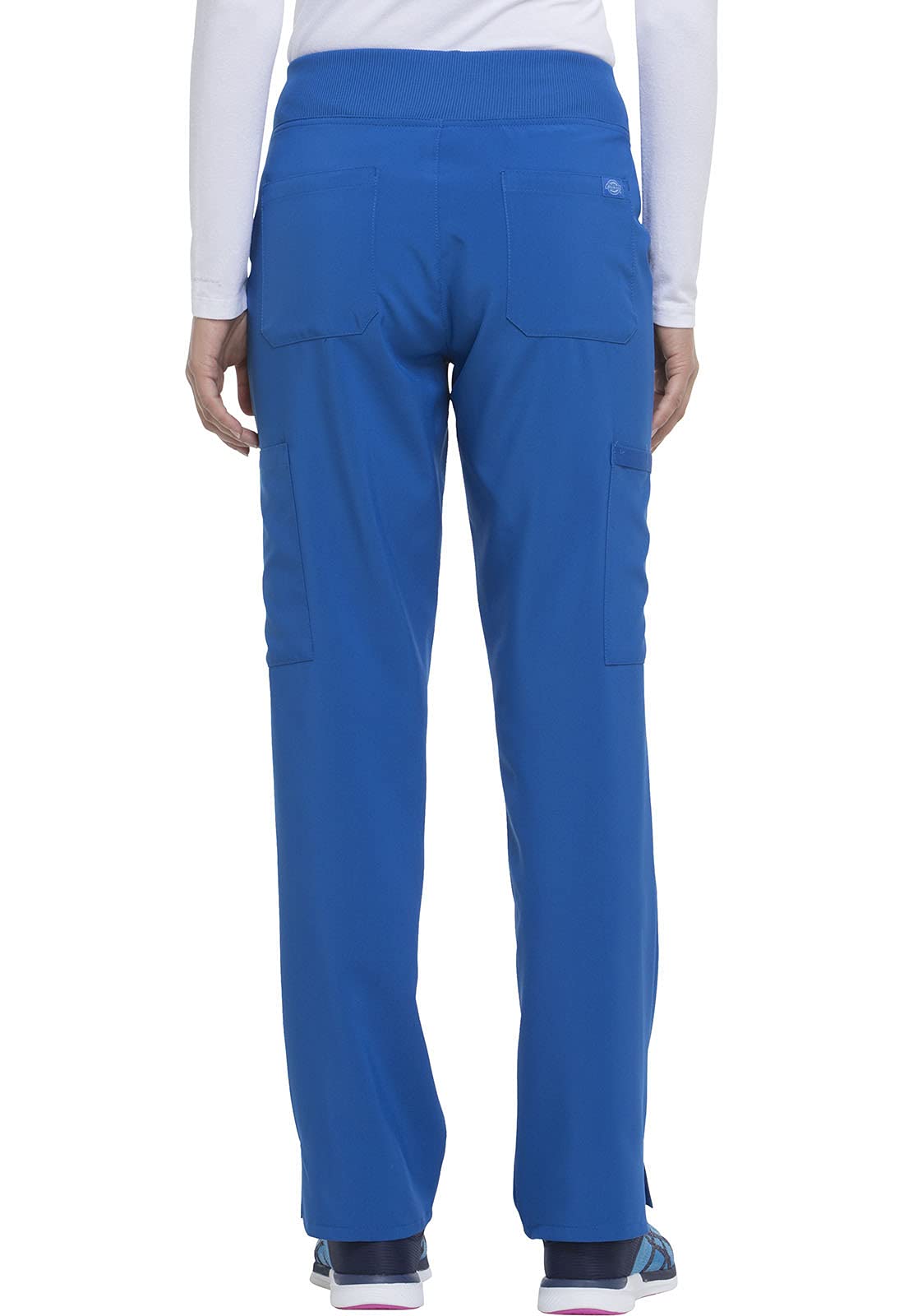 Dickies Women's Scrub Pants Natural Rise Tapered Leg Pull-On Bottoms with 7 Pockets and Knit Waistband DK005T, XL Tall, Royal