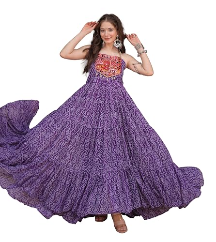 Wedani Faux Georgette Anarkali Kurta Set for Women Purple
