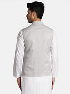 Wintage Poly Viscose Grey Solid Modi Nehru Jacket: Medium