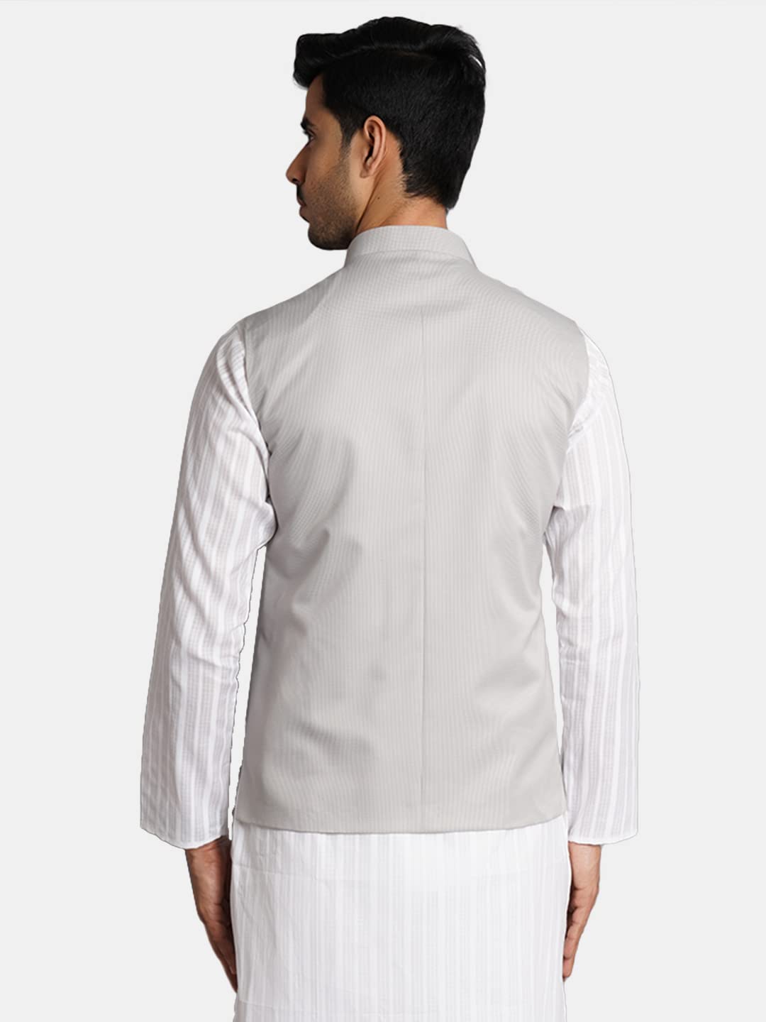 Wintage Poly Viscose Grey Solid Modi Nehru Jacket: Medium