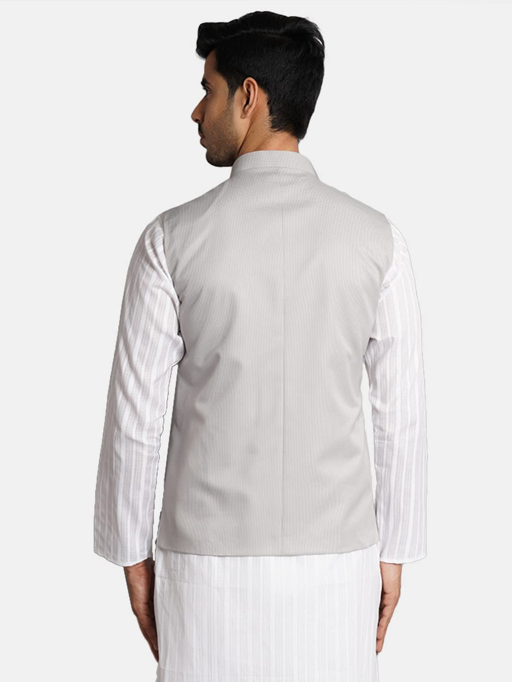 Wintage Poly Viscose Grey Solid Modi Nehru Jacket: X-Small