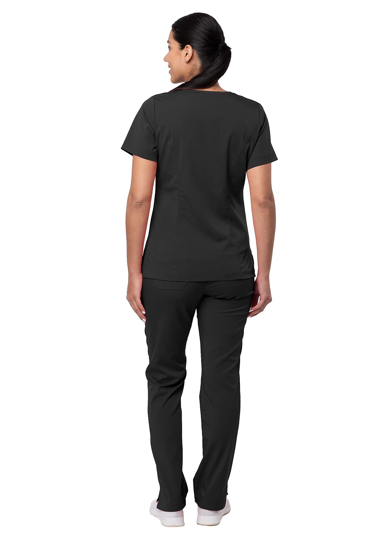 Adar Uniforms Pro Breakthrough Plus Scrub Set for Women, Enhanced V-Neck Top & Multi Pocket Pants, 4400, Black, M