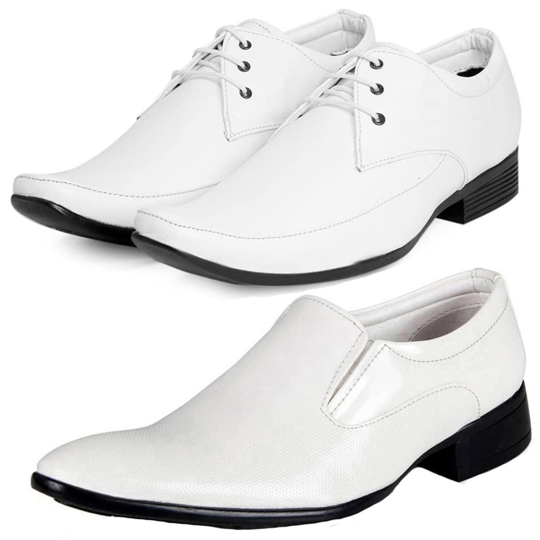 Modern Trendy Formal Shoes/Party Shoes/ 2 Shoes Combo with Free Belt for Men and Boys (BAZAAR8325_VTR007BdrWht2004Wht) Multi 10