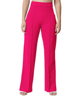 Kotty Womens High Rise Regular Solid Trousers Rani Pink