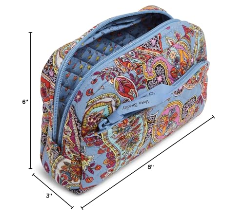 Vera Bradley Women's Cotton Medium Cosmetic Makeup Organizer Bag, Provence Paisley, One Size