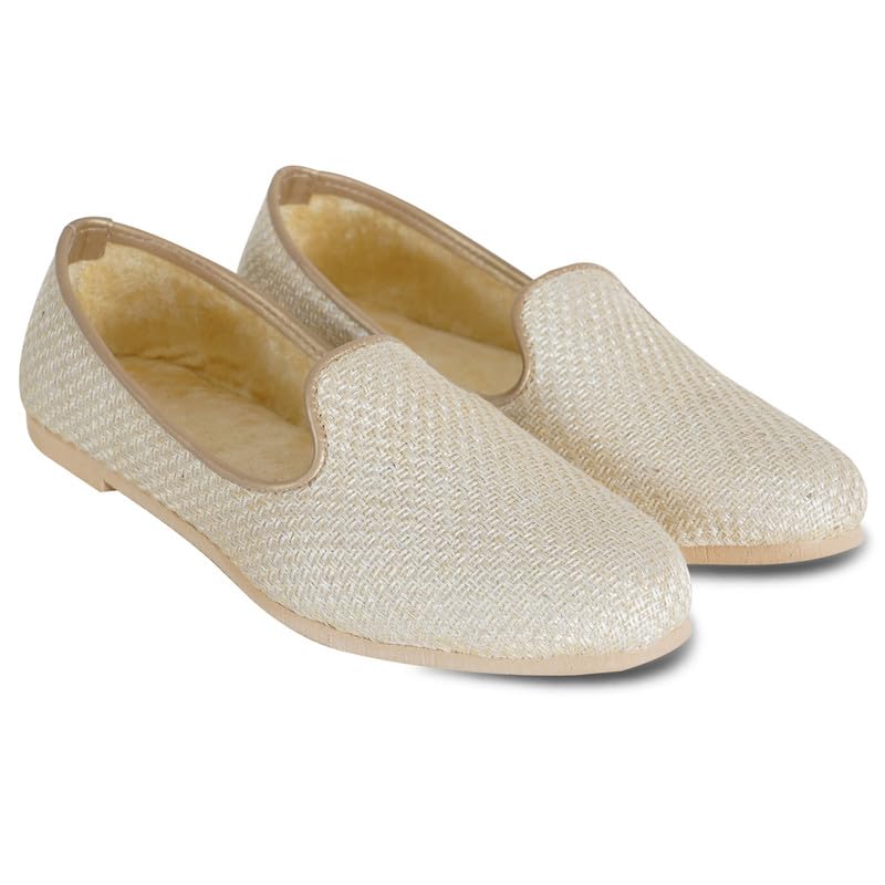 DFR Men Ethnic Jutti Wedding Kurta Loafer Shoe Juti,Cushioned Comfortable Juti, Cream2, UK Size 9 9