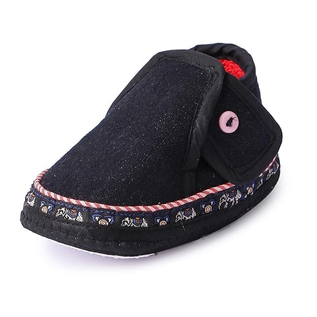 Instabuyz Unisex Baby Shoes & Sandals For Boys & Girls, Infant Shoes/Infant Sandals For Newborn, First Walking Baby Shoe (Black_ 6
