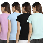 Preneum Womens Cotton Regular Fit Latest Graphic Stylish Printed Short Sleeves Casual T-Shirt || Trendy Design & Stylish (Pack