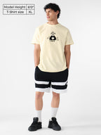 The Souled Store Textured T-Shirt: Kung Fu Panda Peace Men and Boys Short Sleeves Round Neck Off White Embroidered Regular Fit C