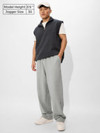 The Souled Store Ash Grey Mens and Boys Korean Fit Cotton Blend Solid Korean Joggers