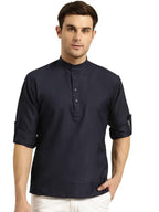 Sojanya (Since 1958, MenS Cotton Navy Blue Short Kurta, Size: 42