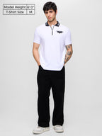 The Souled Store Batman: Dark Knight Men and Boys Short Sleeves Collared Neck White Embroidered Cotton Blend Regular Fit Zipper