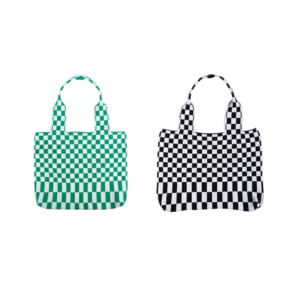 Enakshi 2 Pcs Chic Checkerboard Women Girls Knitted Shoulder Bag Casual Tote|Clothing, Shoes & Accessories | Womens Handbags & B 463618.1114.17