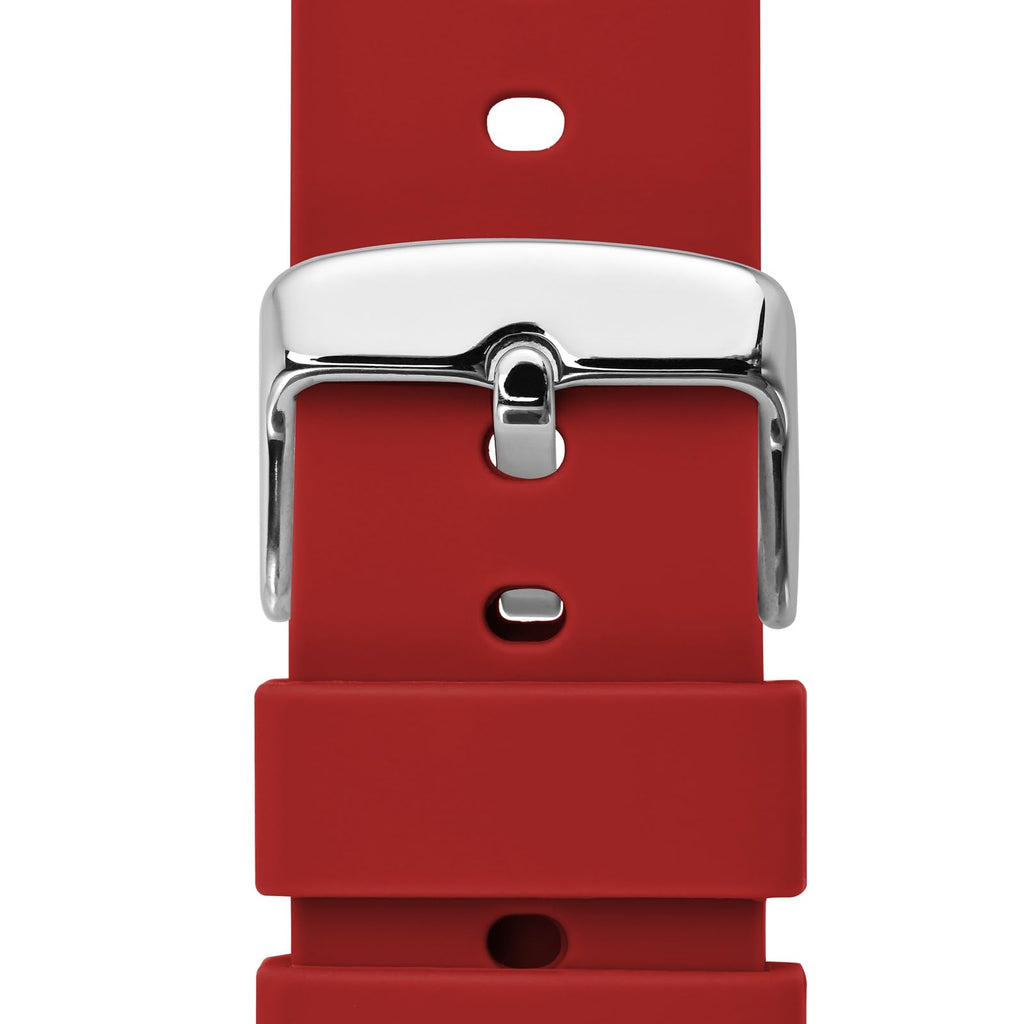 WOCCI 14mm Silicone Watch Band, Quick Release Rubber Replacement Strap with Silver Stainless Steel Buckle (Christmas Red)
