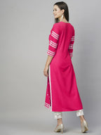 Anni Designer WomenS Cotton Blend Chikankari Embroidered Straight Kurta (Stho-Pink_S_Pink_Small)
