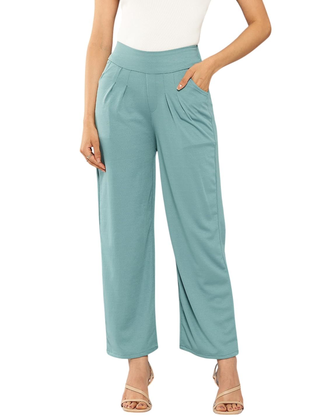 Aarika Womens Casual Wear Navy Blue Colour Solid Nylon Pant-(28-34)-(PANT-W-AD-07-NAVY-BLUE-32)