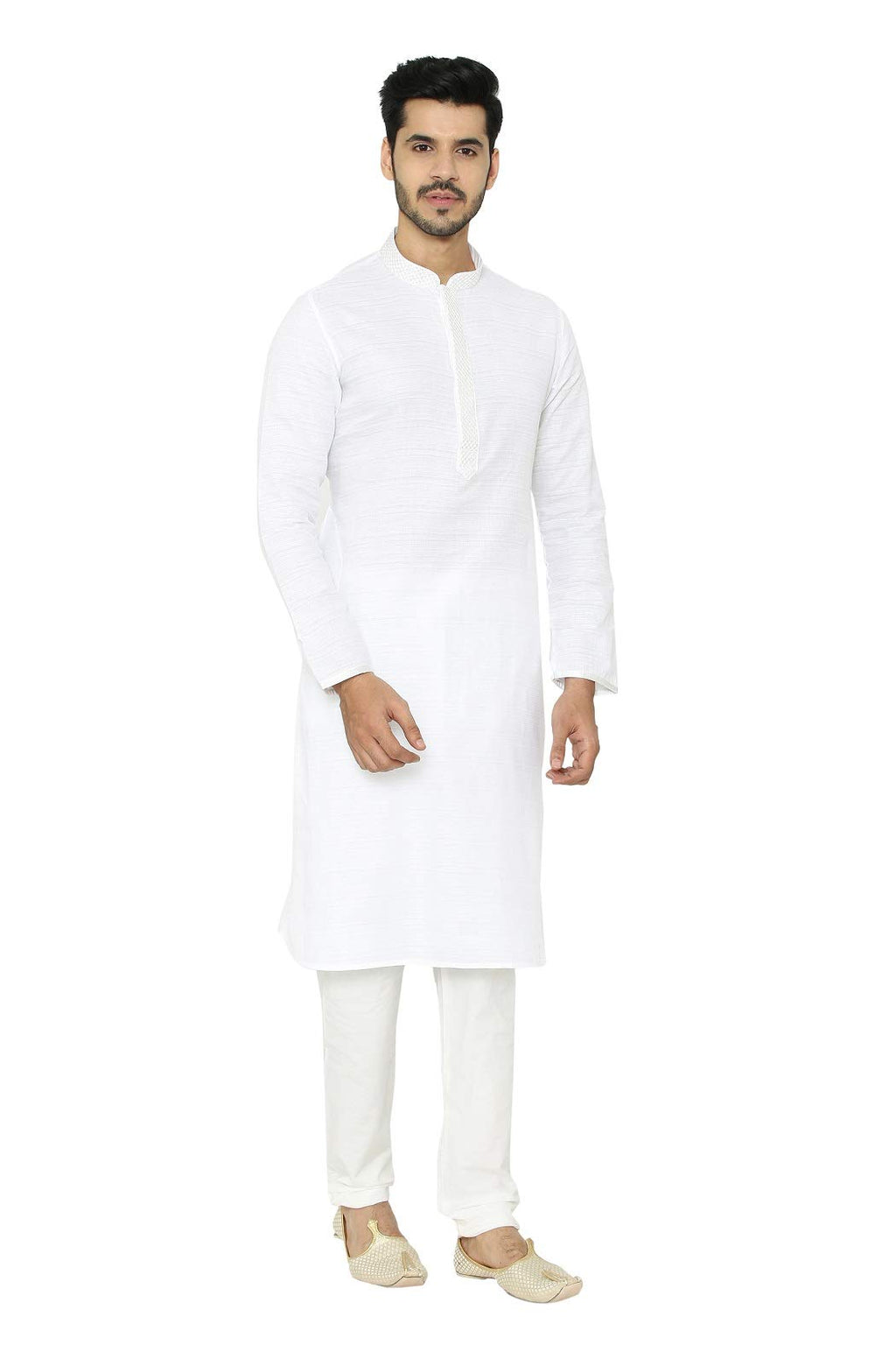 Manyavar Mens Cotton Blend Other Kurta Pyjama (M302218_White_M)