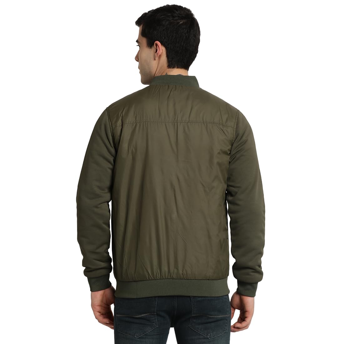 Turtle Men Knitted Solid Regular Fit Full Sleeve Olive Windcheater Jacket