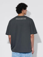 The Souled Store House of The Dragon: Fire & Blood Men and Boys Short Sleeves Round Neck Grey Graphic Printed Cotton Oversized T