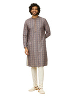 Manyavar MenS Blended Viscose Digital Print Kurta Set (Blue,Xxl)